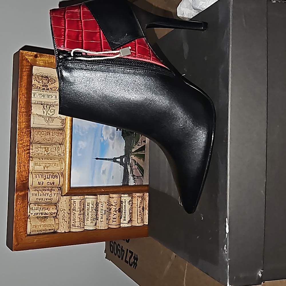 Brand New again & again, Black and Red Alligator print Booties